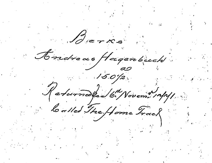 Andreas Hagenbuch 1741 Survey Returned