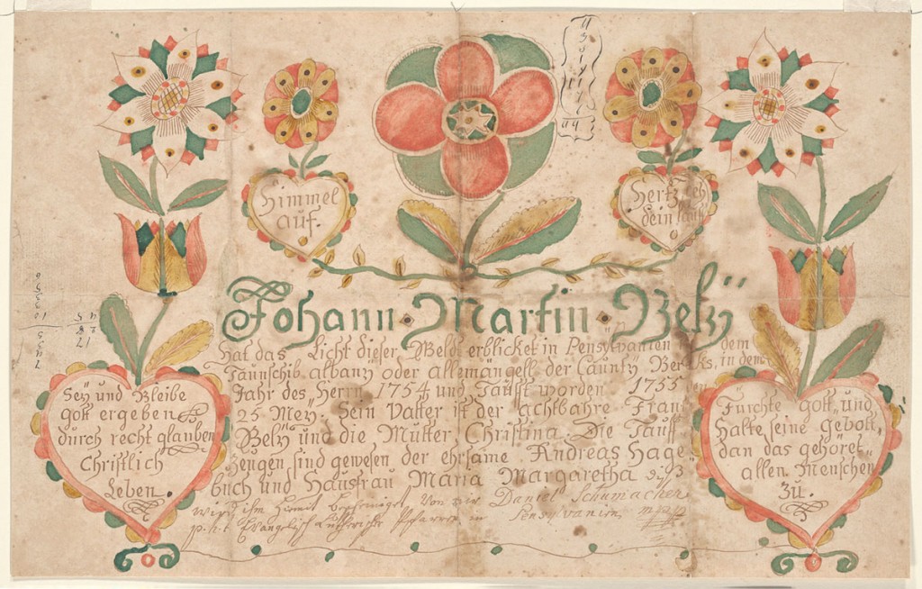 Johann Martin Bely (Bailey) Baptismal Fraktur