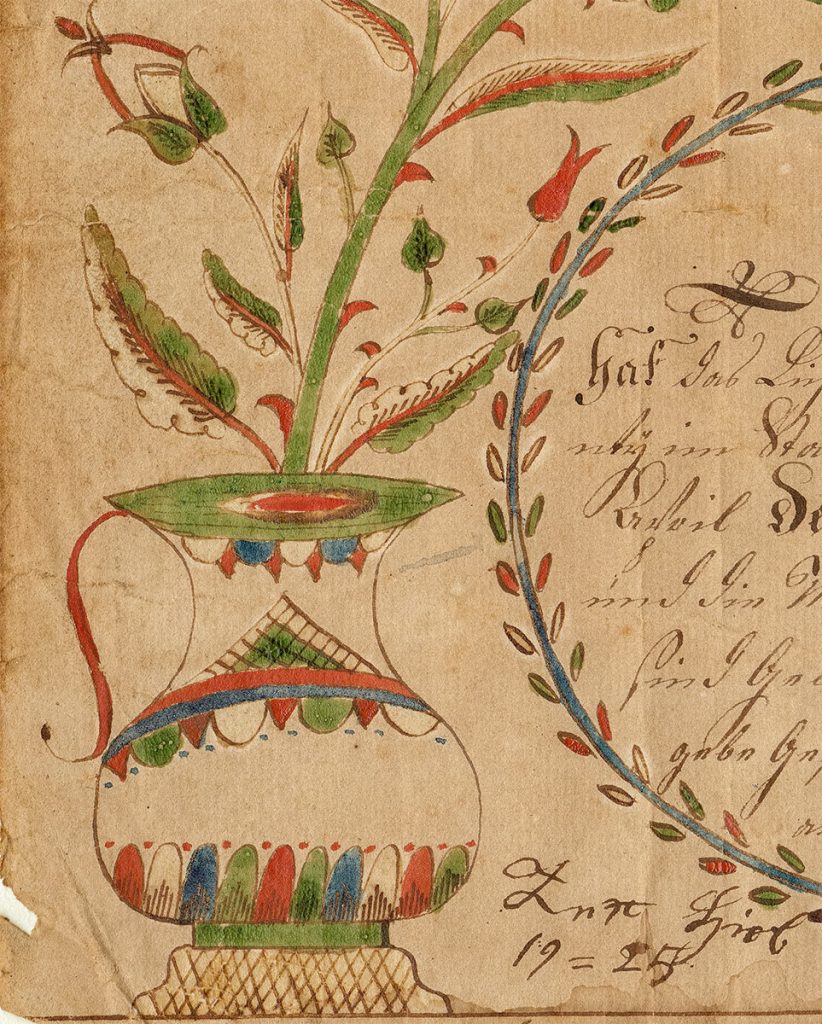 Anna Elizabeth Hagenbuch Fraktur Taufschein Pitcher