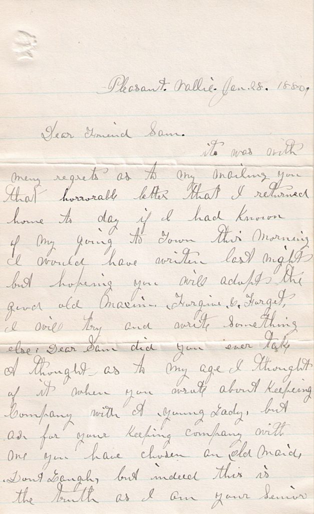 Mary Davis Letter January 28, 1880