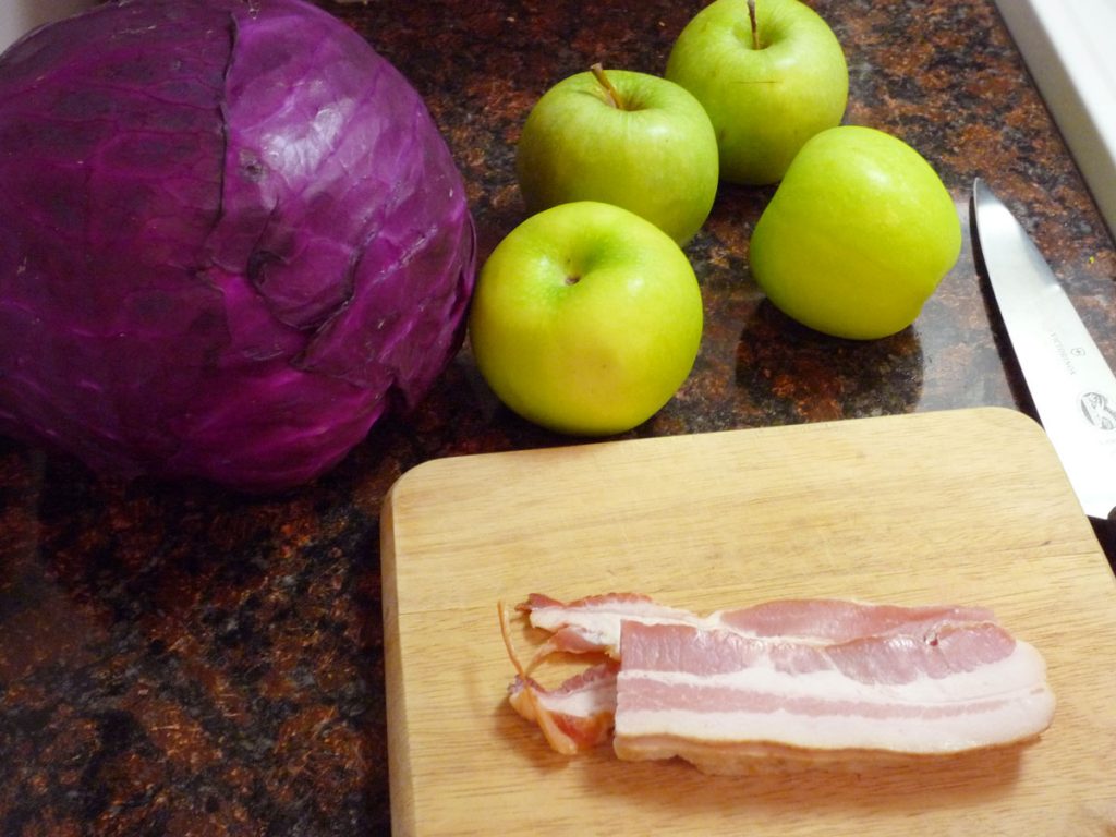Red Cabbage, Green Apples, Bacon