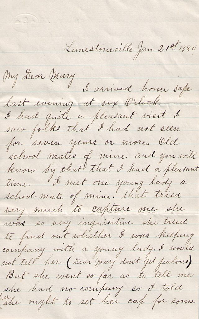 Samuel Sechler Letter January 21, 1880