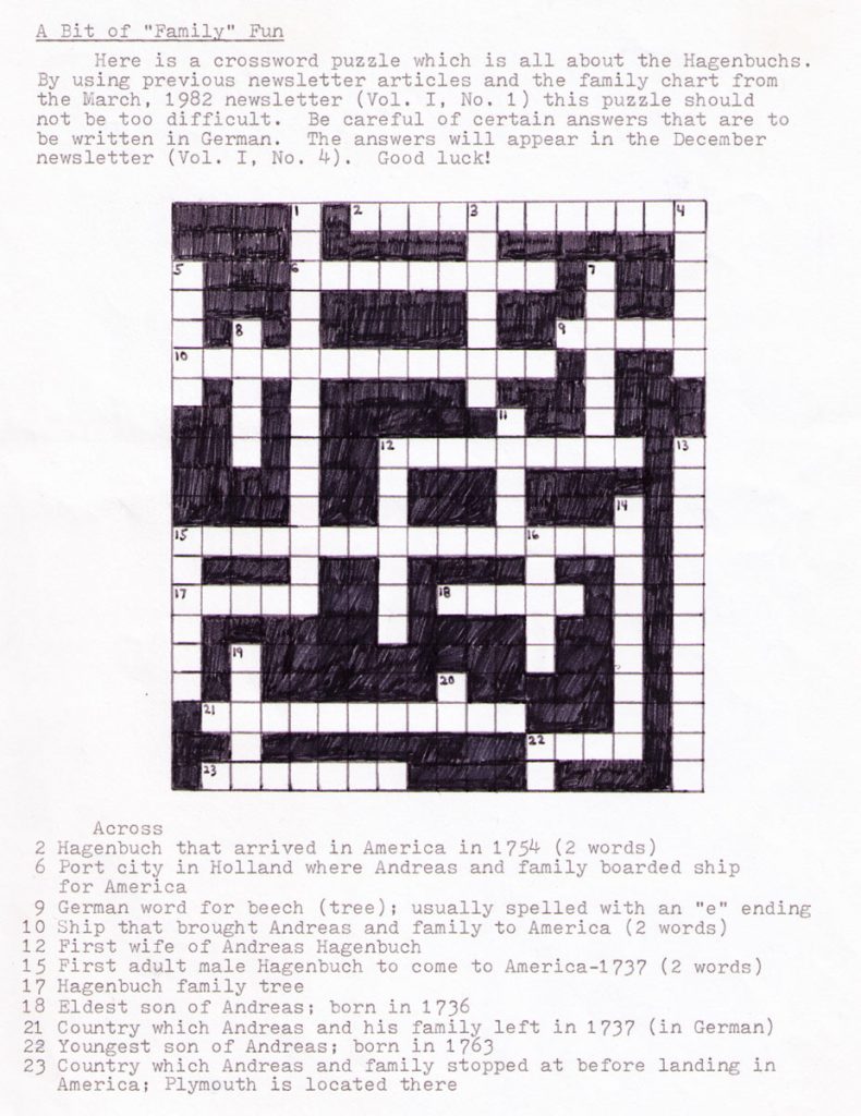 The Beech Grove crossword puzzle