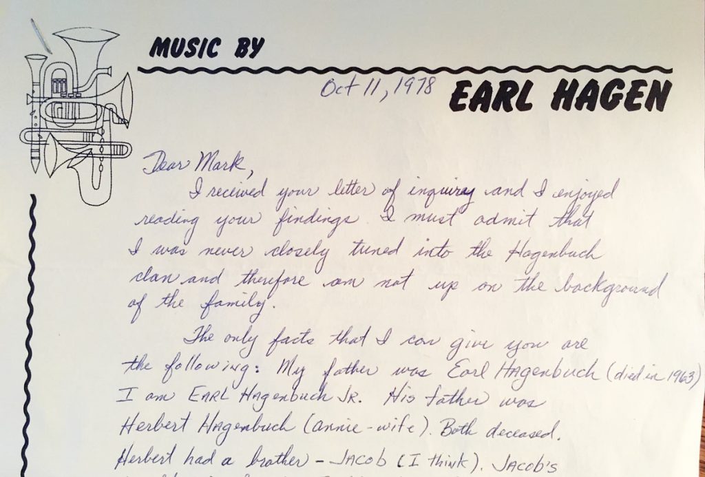 Earl Hagenbuch, Jr. Letter