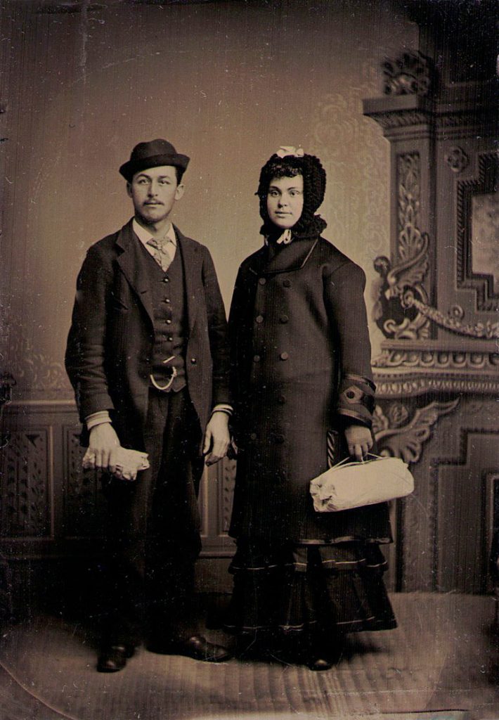 Tintype of a couple traveling