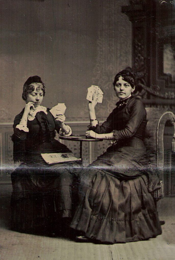 Tintype Women Playing Cards