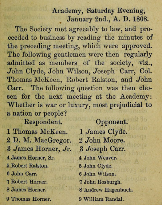 Franklin Society Meeting Minutes