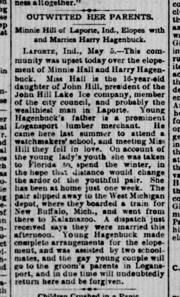 Minnie Hill, Harry Hagenbuck Article