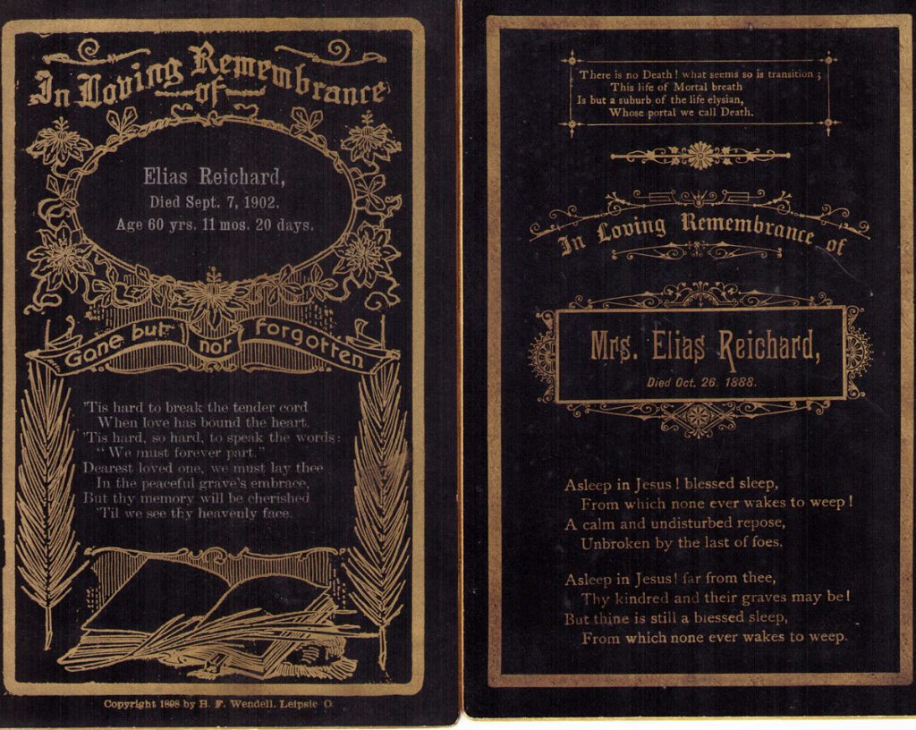 Elias and Jane Hagenbuch Funeral Cards