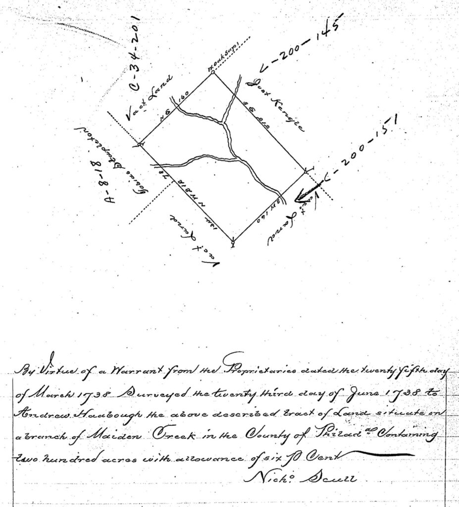 Andreas Hagenbuch 1738 land survey 200 acres