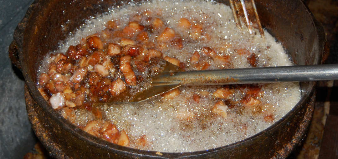 Cracklins hog butchering detail