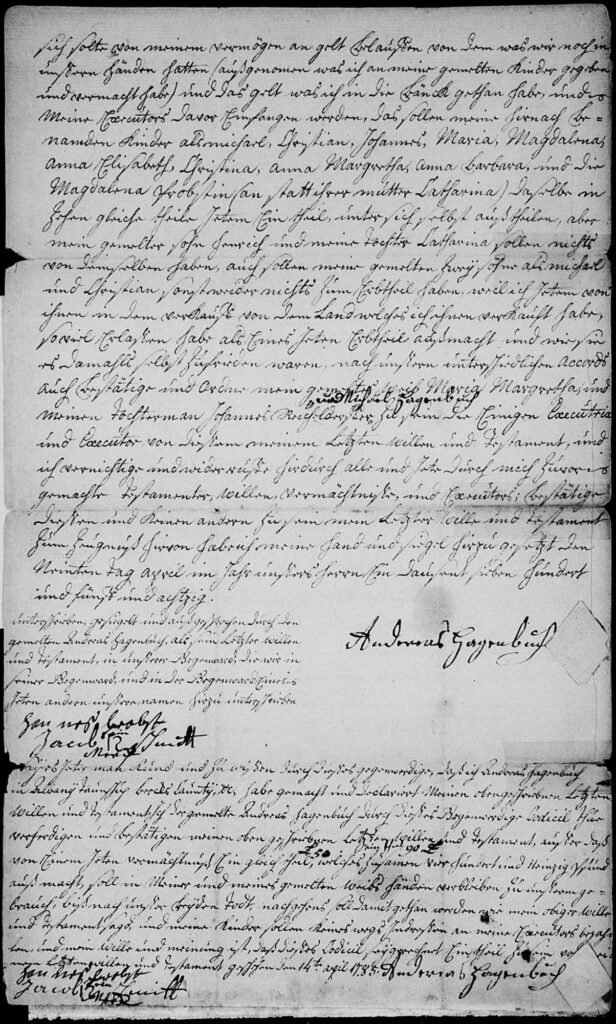 Andreas Hagenbuch Will Page 4, 1785