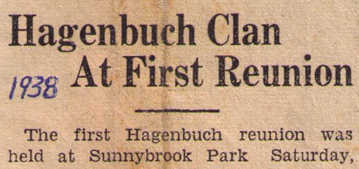 Hagenbuch Reunion Newspaper Clipping 1938