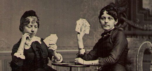 Tintype of Women Playing Cards Detail