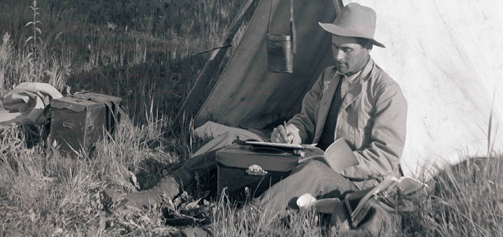 Klamath River Tent Man Writing Journal