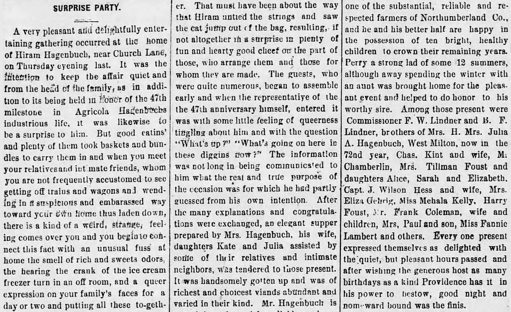 Surprise Party Hiram Hagenbuch 1894