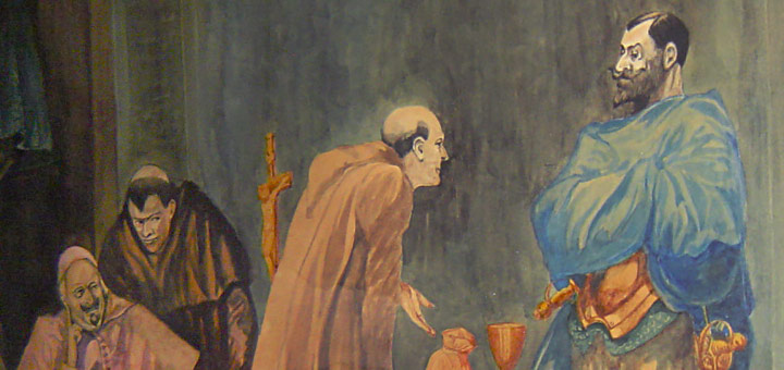William L. Hagenbaugh Painting Monk with Conquistador