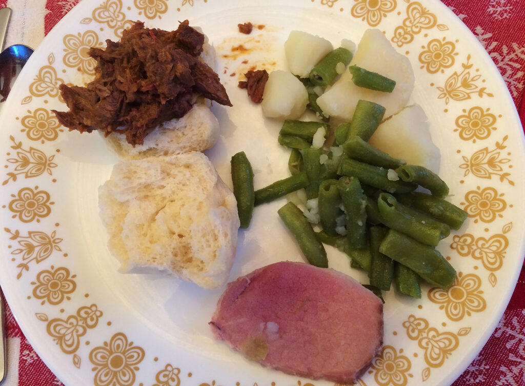 Ham, Beans, Potatoes, Barbecue Bear