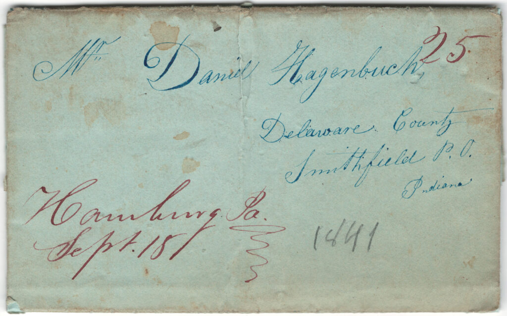 Daniel Hagenbuch 1841 Letter Front