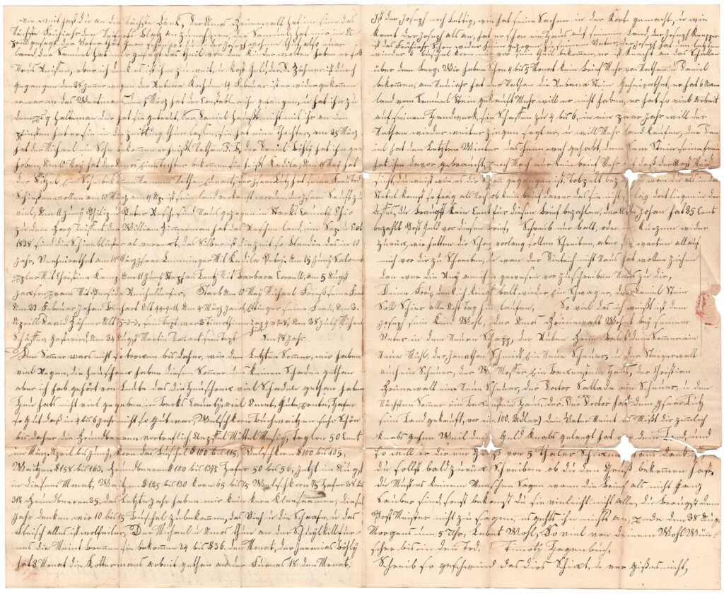 Enoch Hagenbuch 1839 Opened Letter Side Two
