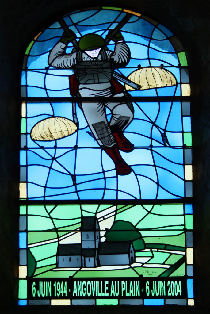 Angoville-au-Plain Church Stained Glass American paratroopers