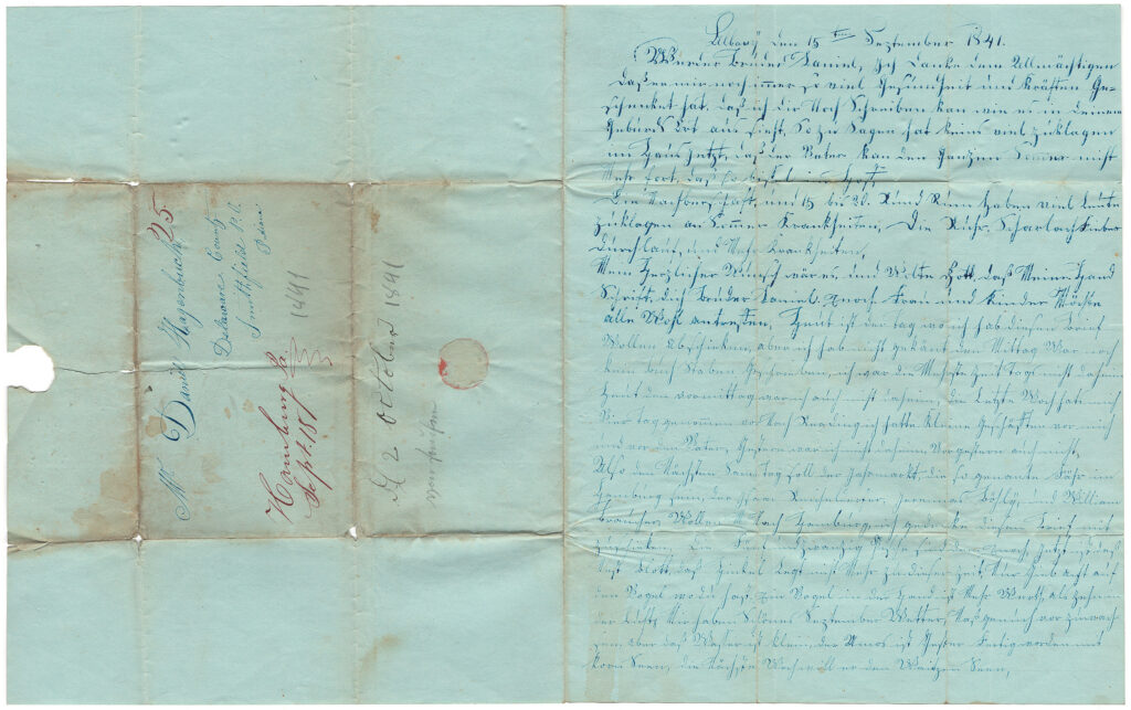 Daniel Hagenbuch 1841 Opened Letter Side One