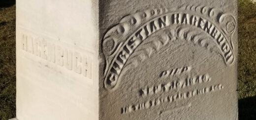 Detail of Christian Hagenbuch Stone in Fairfield Cemetery, Fairborn, OH