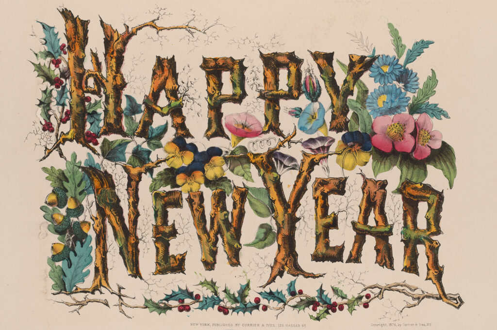 Happy New Year, Currier & Ives, 1876