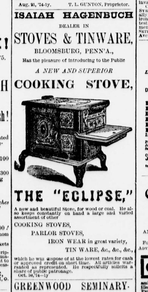 Eclipse Stove, Isaiah Hagenbuch, 1874