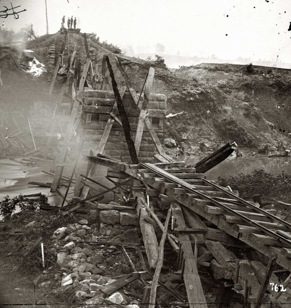 Destroyed Railroad Bridge 1864