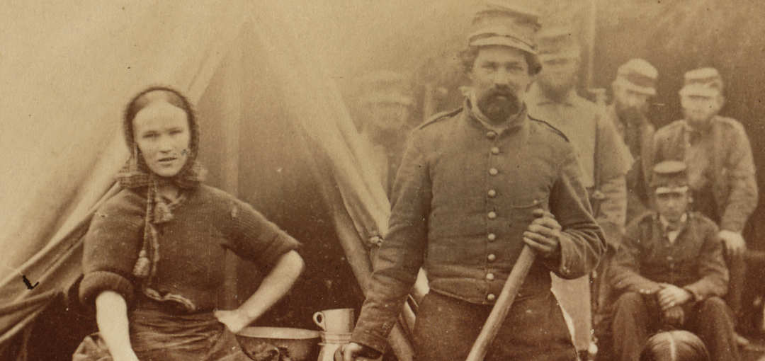 Woman and Soldiers, Union Army, 1862
