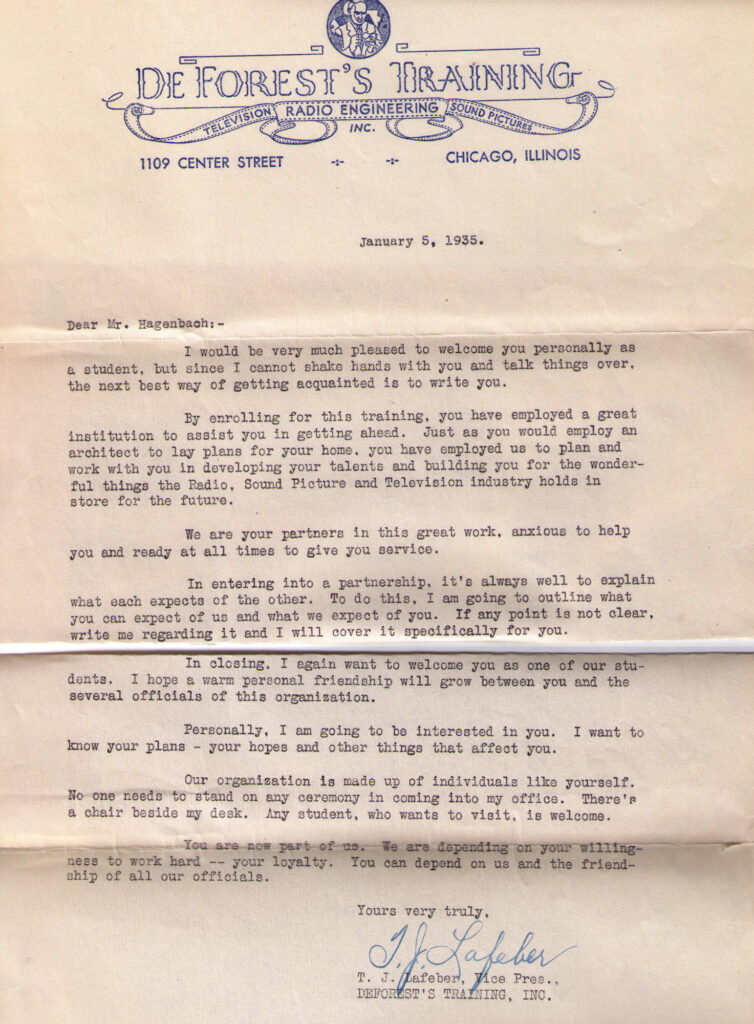 Deforest's Training Letter 1935