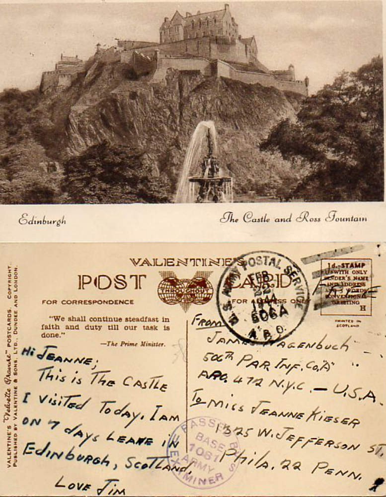 James Hagenbuch Jeanne Kieser Postcard 1944