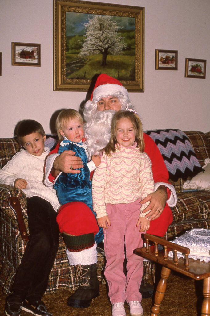 Andrew, Katie, Julie with Santa 1988