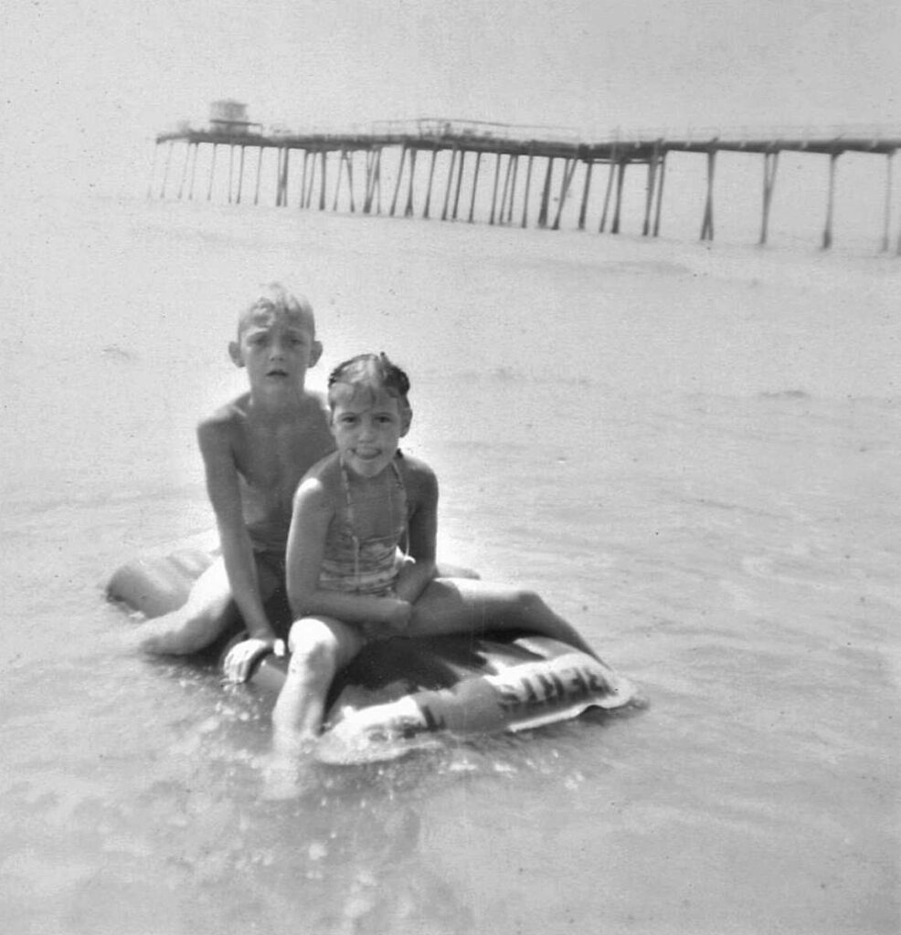 Bob, Norma Kay on a raft, 1952
