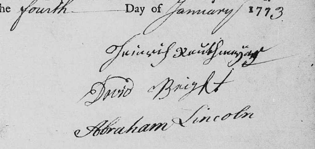 Abraham Lincoln Signature, Berks County Comisssioner, 1773