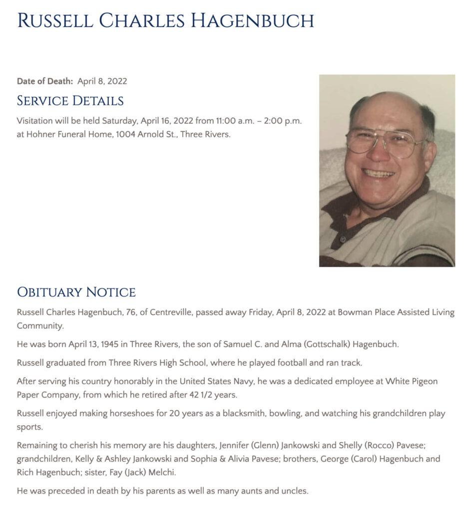 Russell C. Hagenbuch Obituary 2022