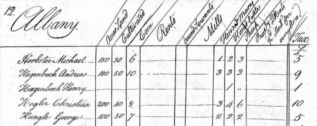 Andrew Hagenbuch, Henry Hagenbuch 1768 tax list