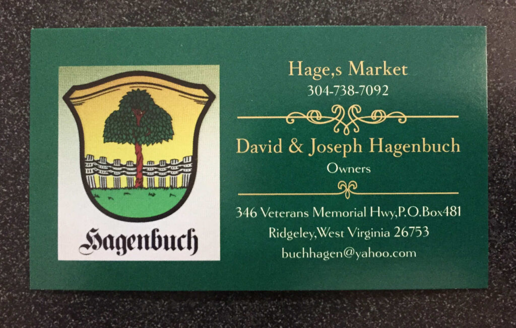 Hage's Market Business Card