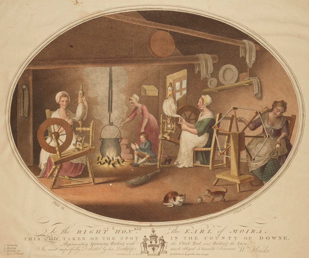 Linen Spinning and Reeling by Hinks 1783
