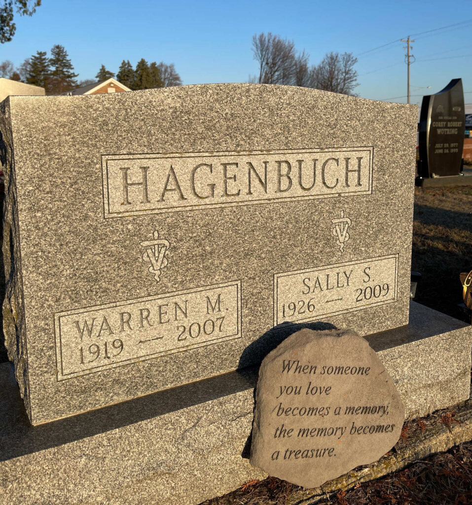 Gravesite of Dr. Warren Hagenbuch and his wife Sally, Pleasant View Cemetery, Blissfield, Michigan