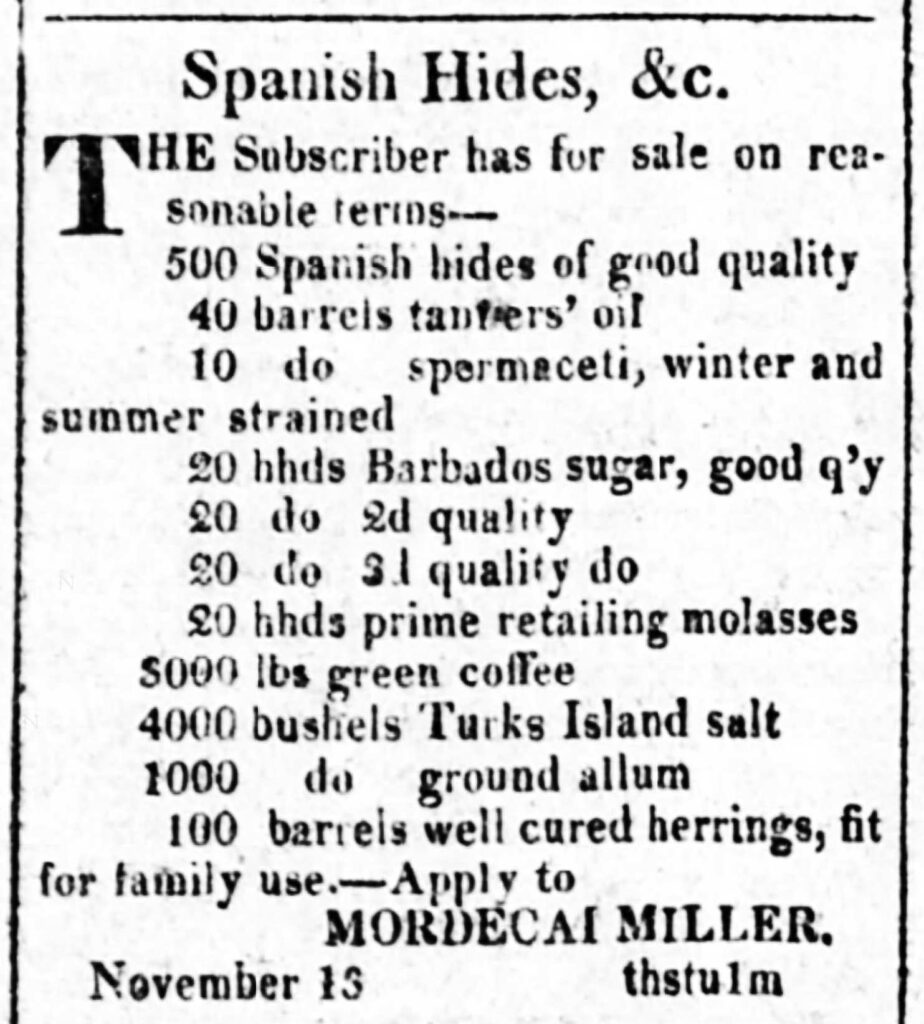 Spanish Hides Ad 1817