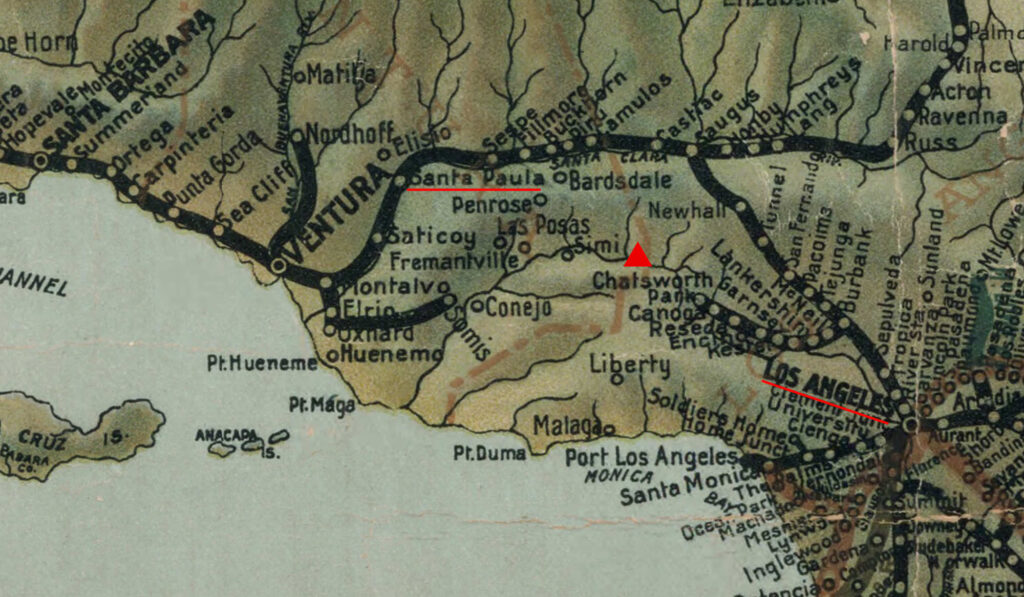 Railroad Map Southern California 1900