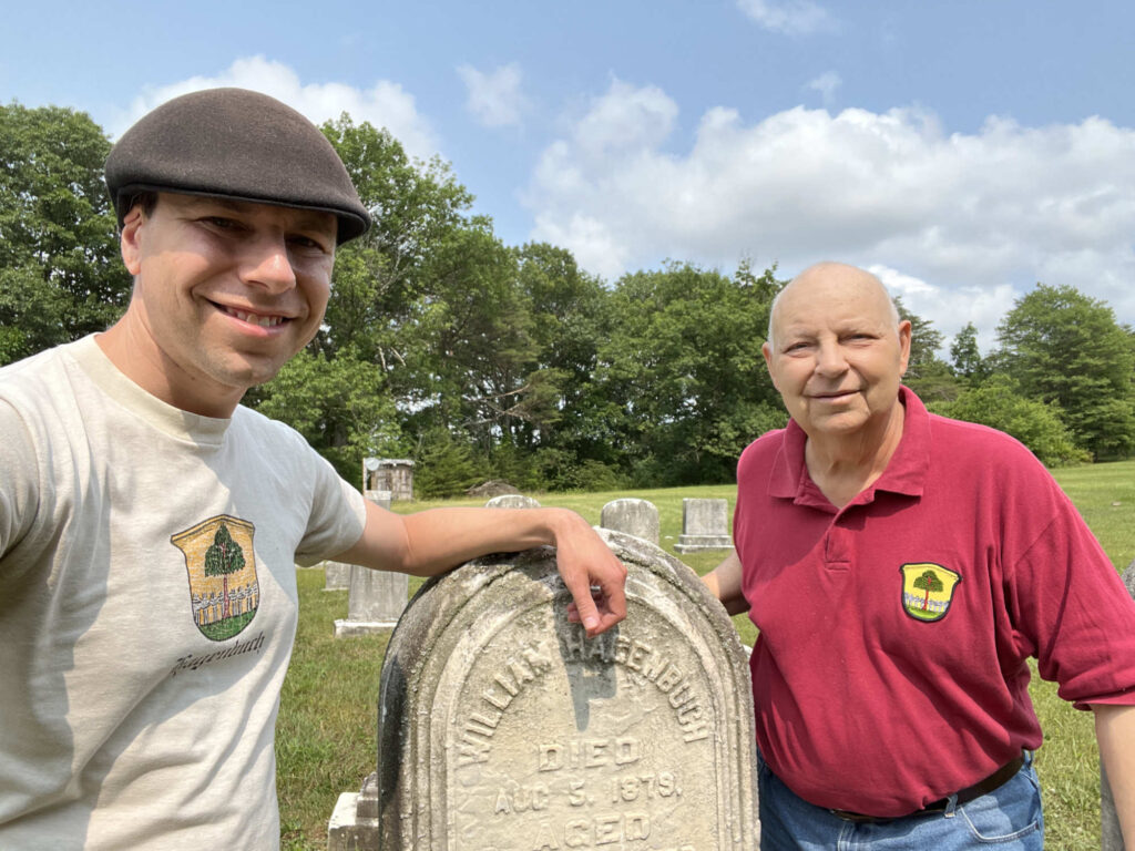 Andrew and Mark Hagenbuch, gravestone William Hagenbuch, 2023