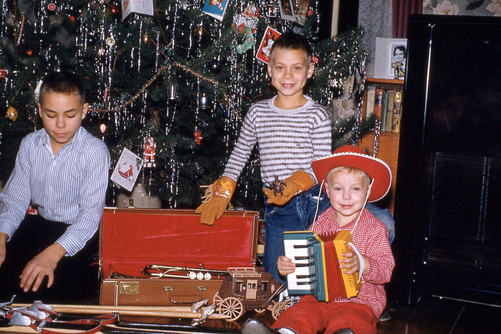Hagenbuch Christmas Tree 1958 Bob, Dave, Mark