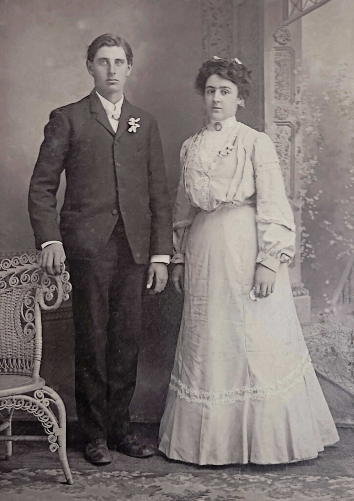Louis Ferry and Myrtle Agnes Greenwood on their wedding day, 1904