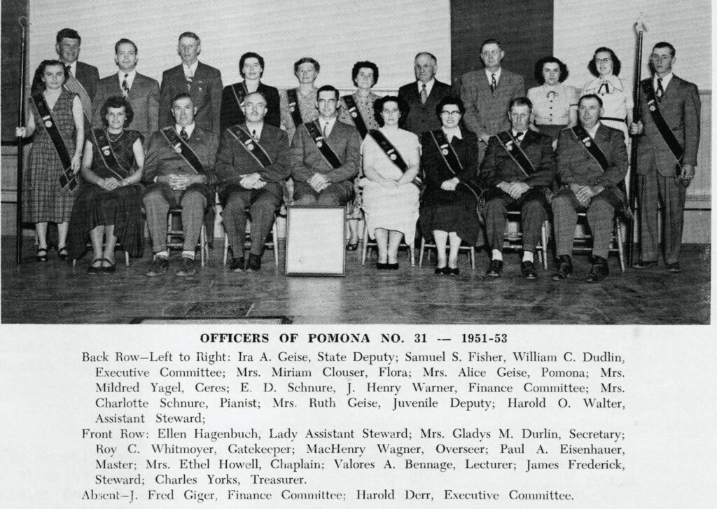 Pomona Grange Officers 1951-1953