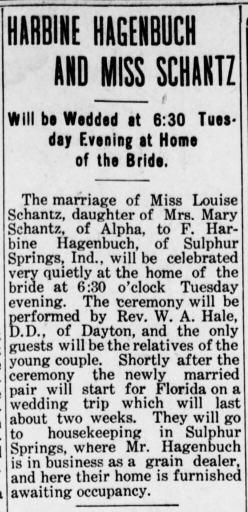 Louise Schantz and Frank Hagenbuch's wedding announcement