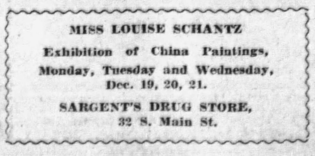 Louise Schantz China Paintings Exhibition 1904