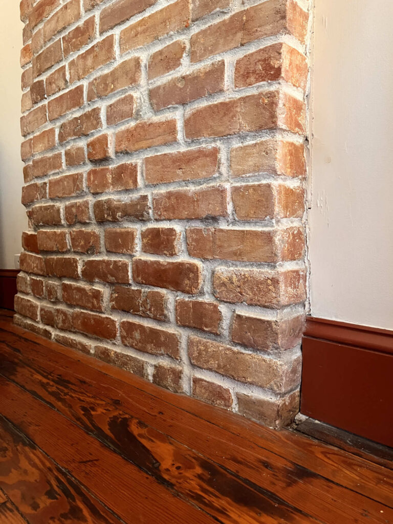 Chimney brick wood floor